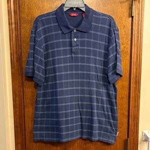 Izod Men's Blue Plaid Polo Shirt